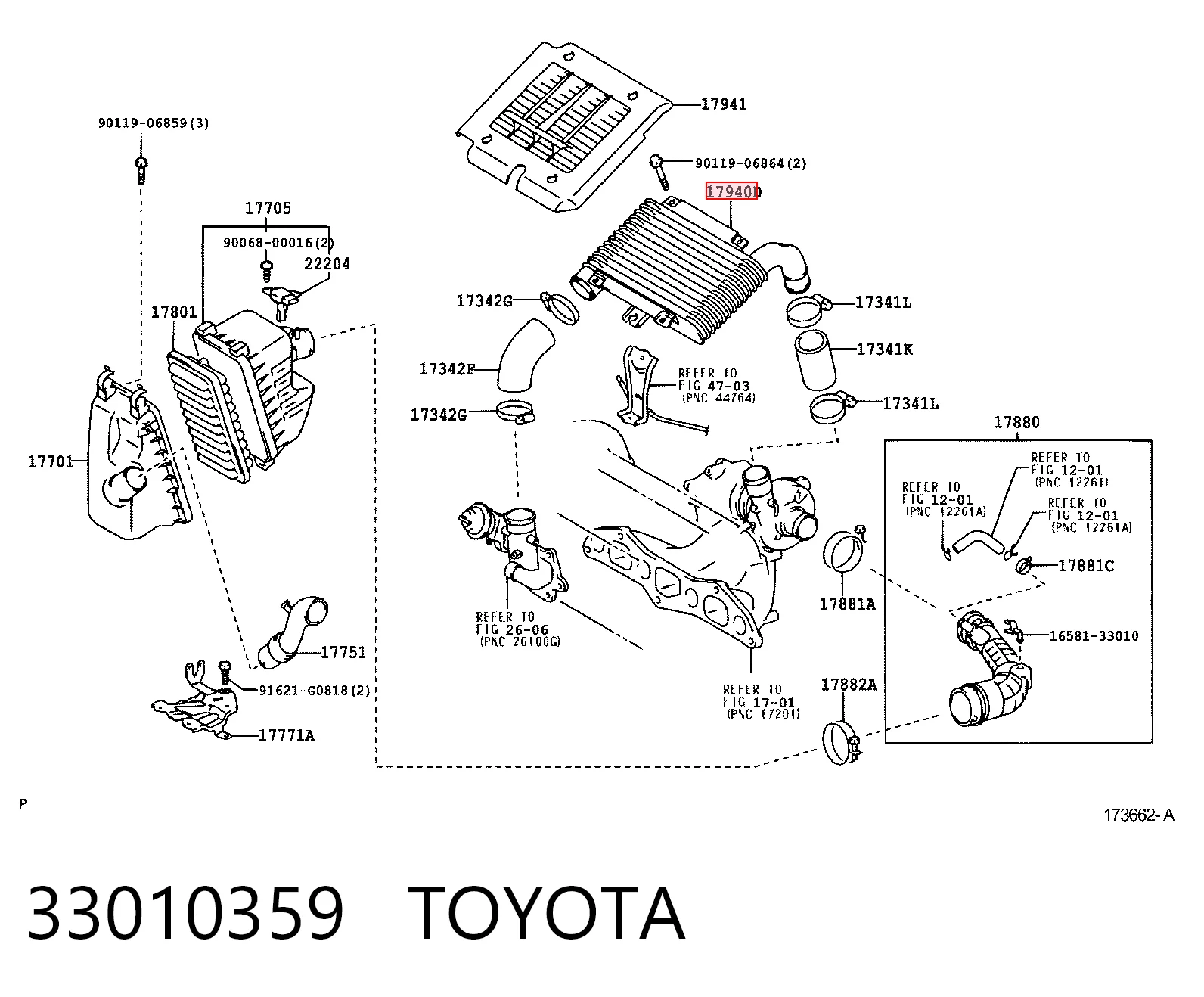 Охолоджувач наддувочного повітря на Toyota Yaris  P10