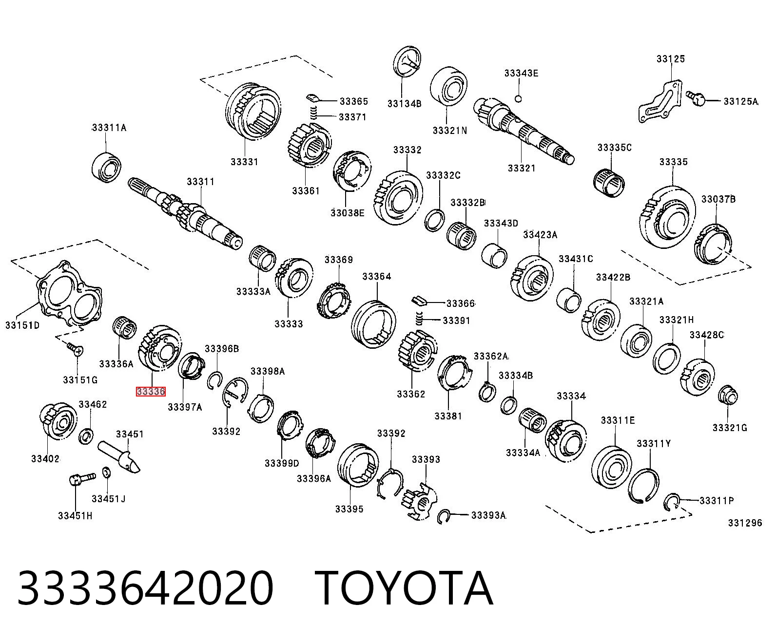 3333642020 Toyota Шестерня 5-й передачі, ведуча