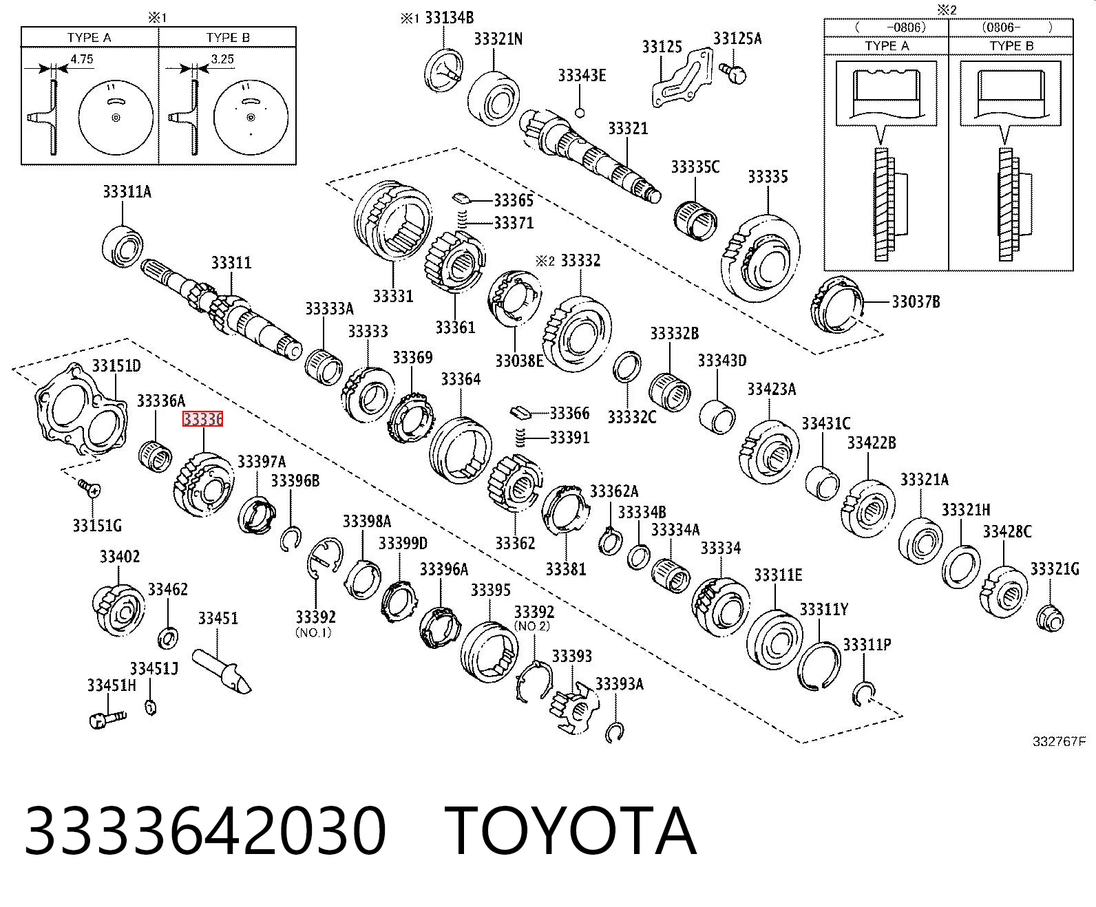 3333642030 Toyota Шестерня 5-й передачі, ведуча