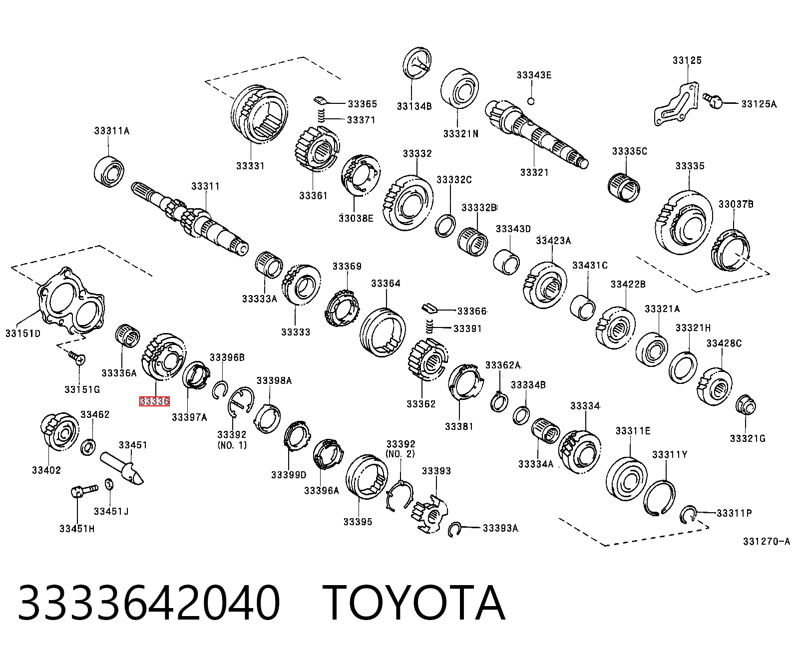3333642040 Toyota Шестерня 5-й передачі, ведуча
