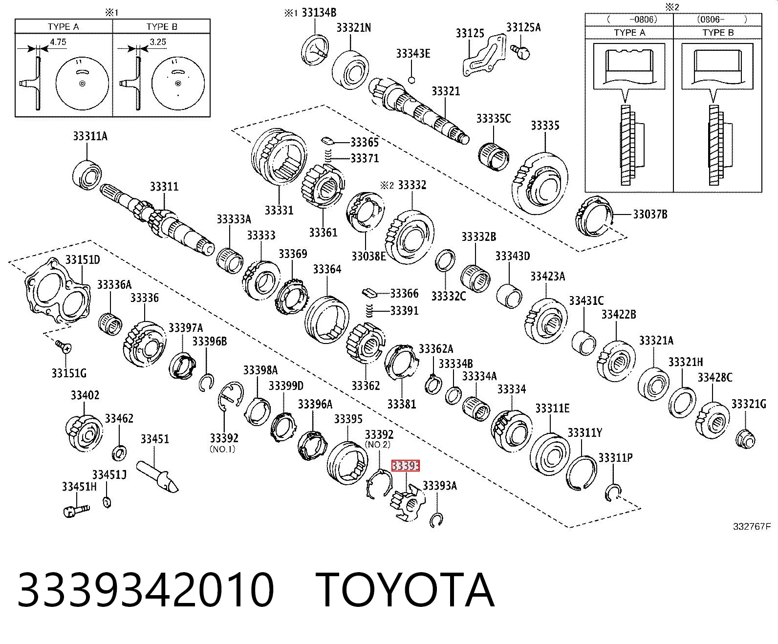 3339342010 Toyota Муфта синхронізатора, зовнішня обойма 5-ї передачі