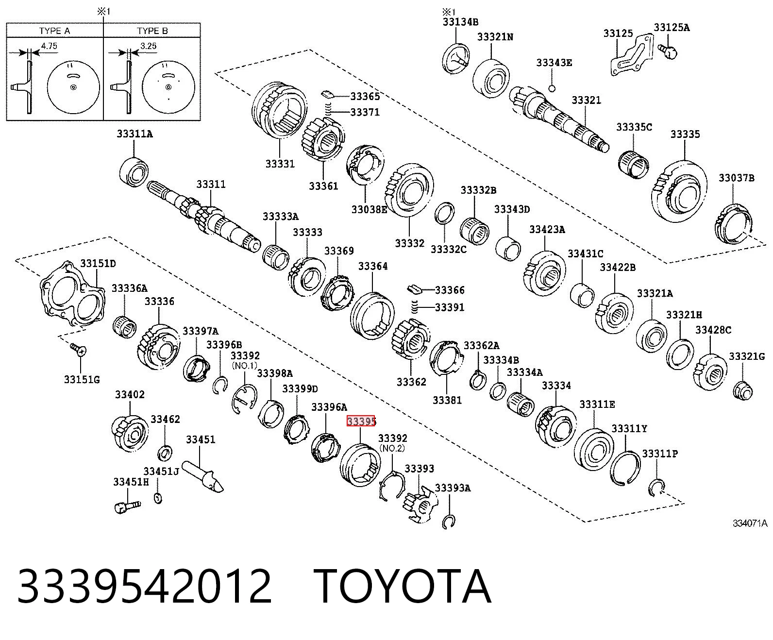 3339542012 Toyota Муфта синхронізатора, зовнішня обойма 5-ї передачі