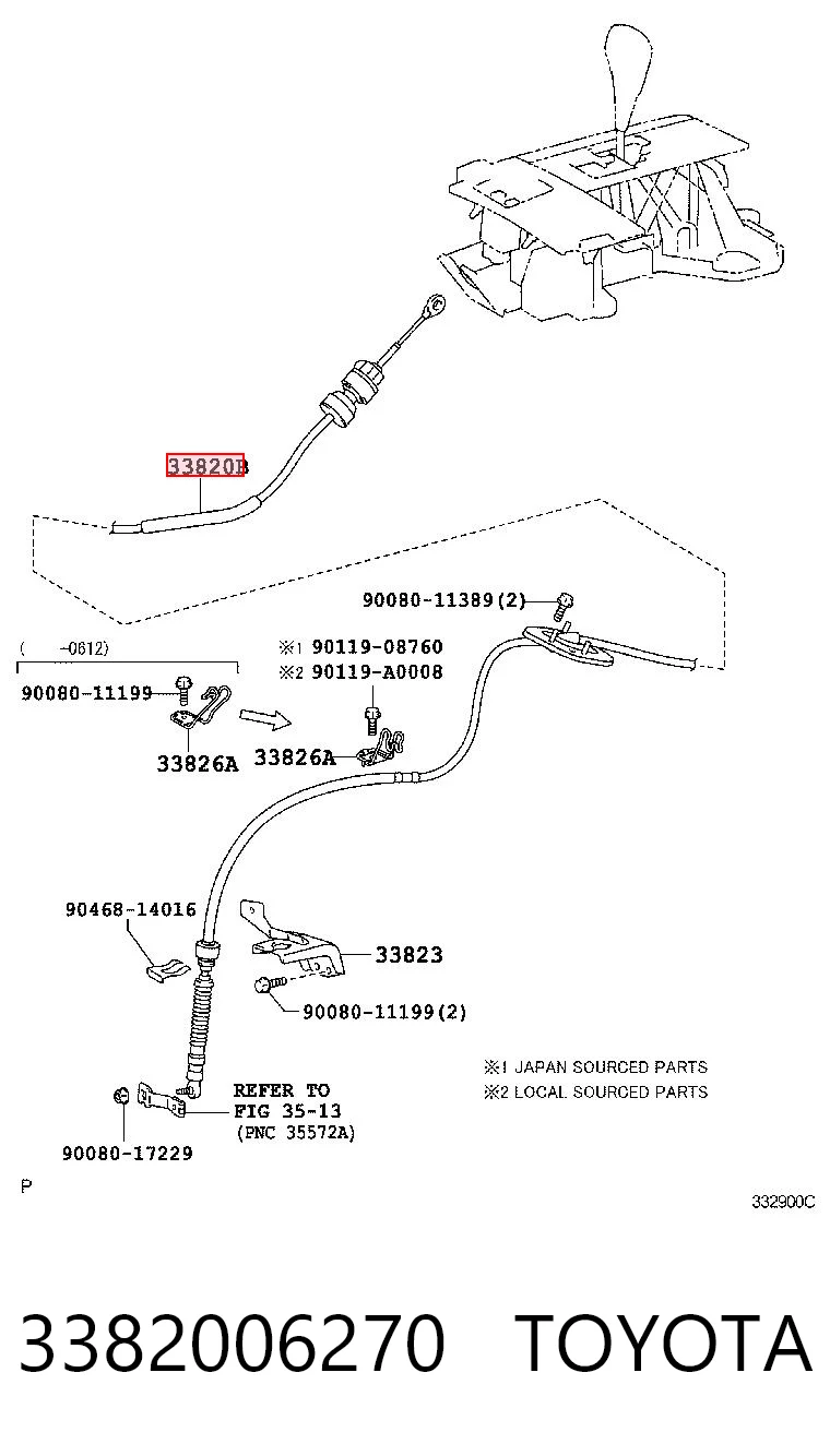 3382006270 Toyota Трос перемикання передач, вибору передачі