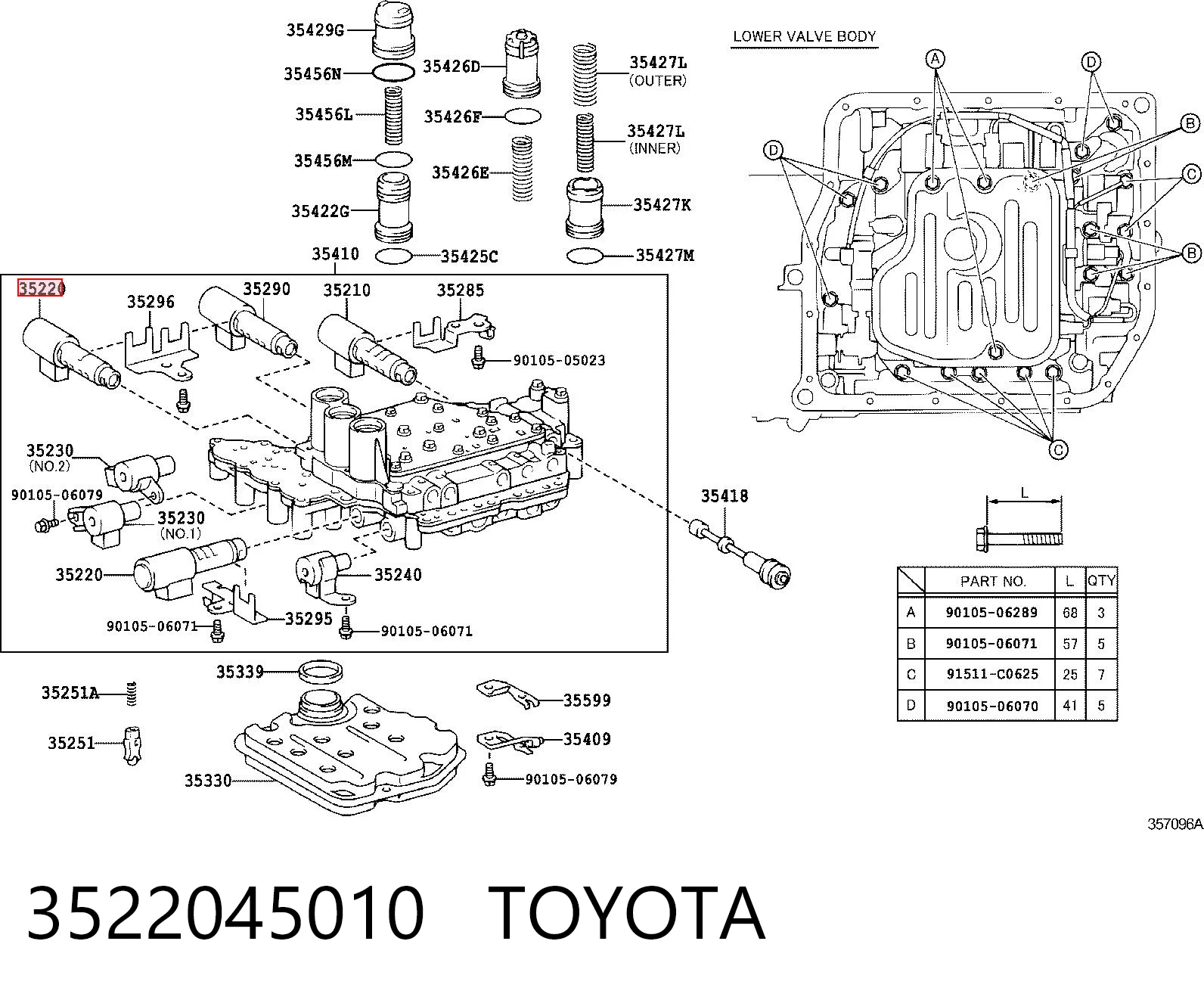 3522045010 Toyota Соленоїд автоматичної коробки передач