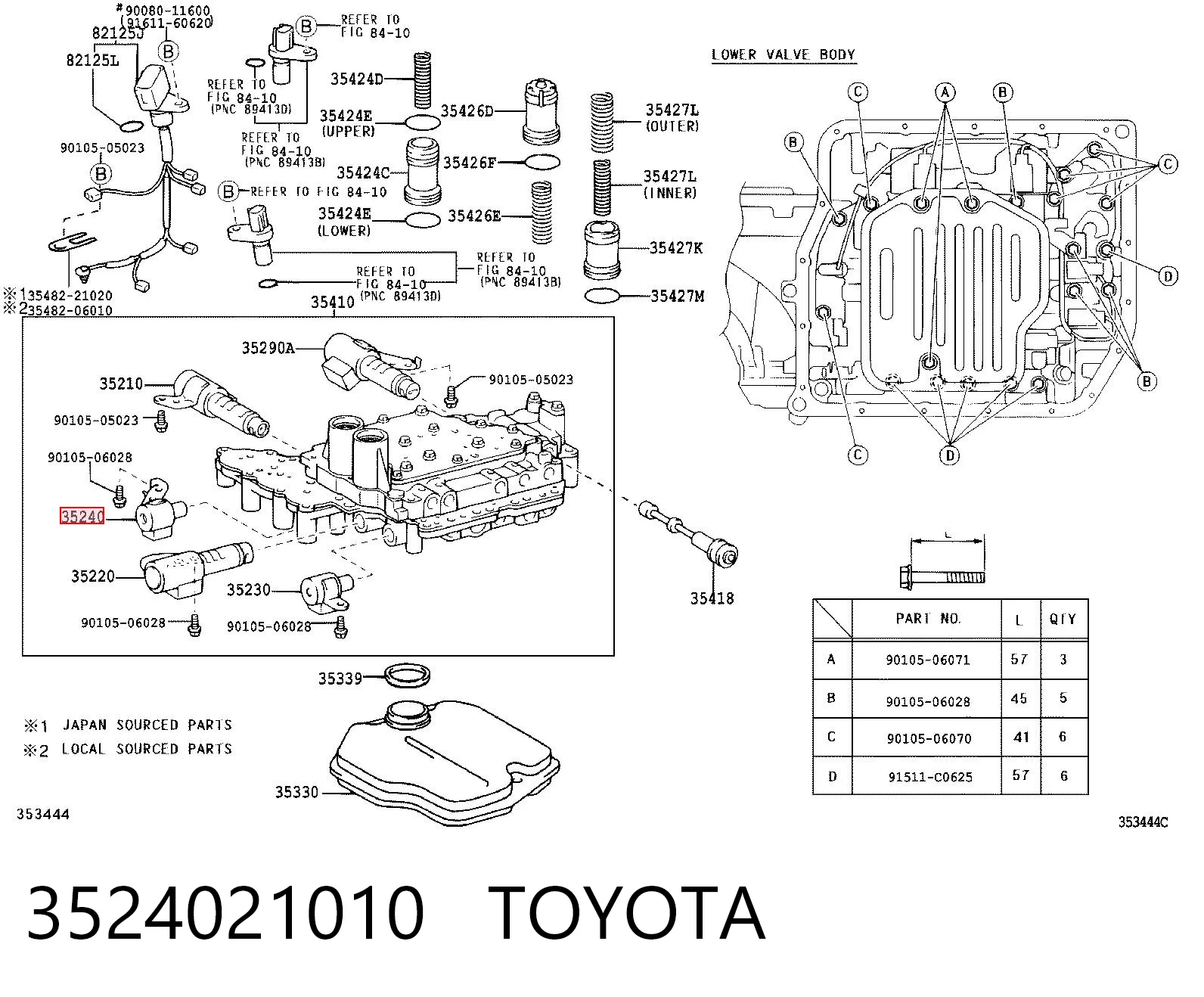 3524021010 Toyota Соленоїд автоматичної коробки передач