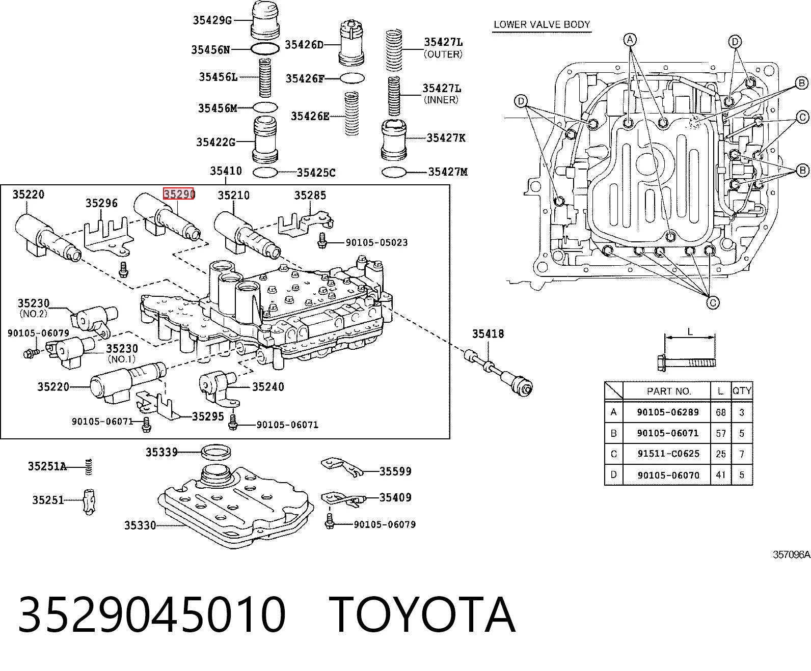 3529045010 Toyota Соленоїд автоматичної коробки передач