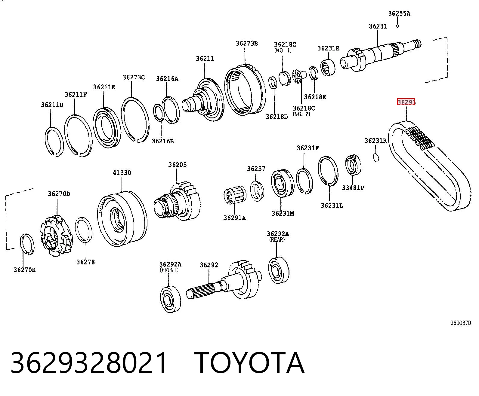 3629328021 Toyota Ланцюг приводу роздавальної коробки