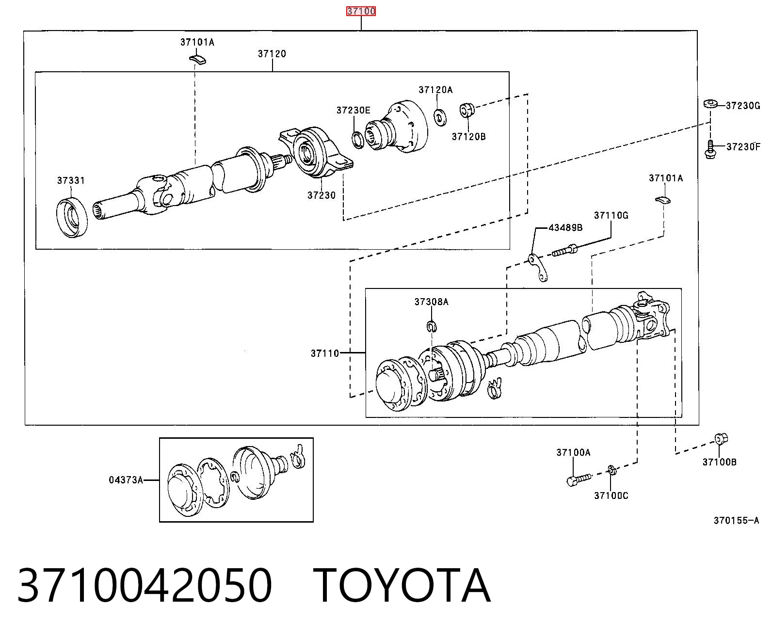 3710042050 Toyota Вал карданний основний заднього моста