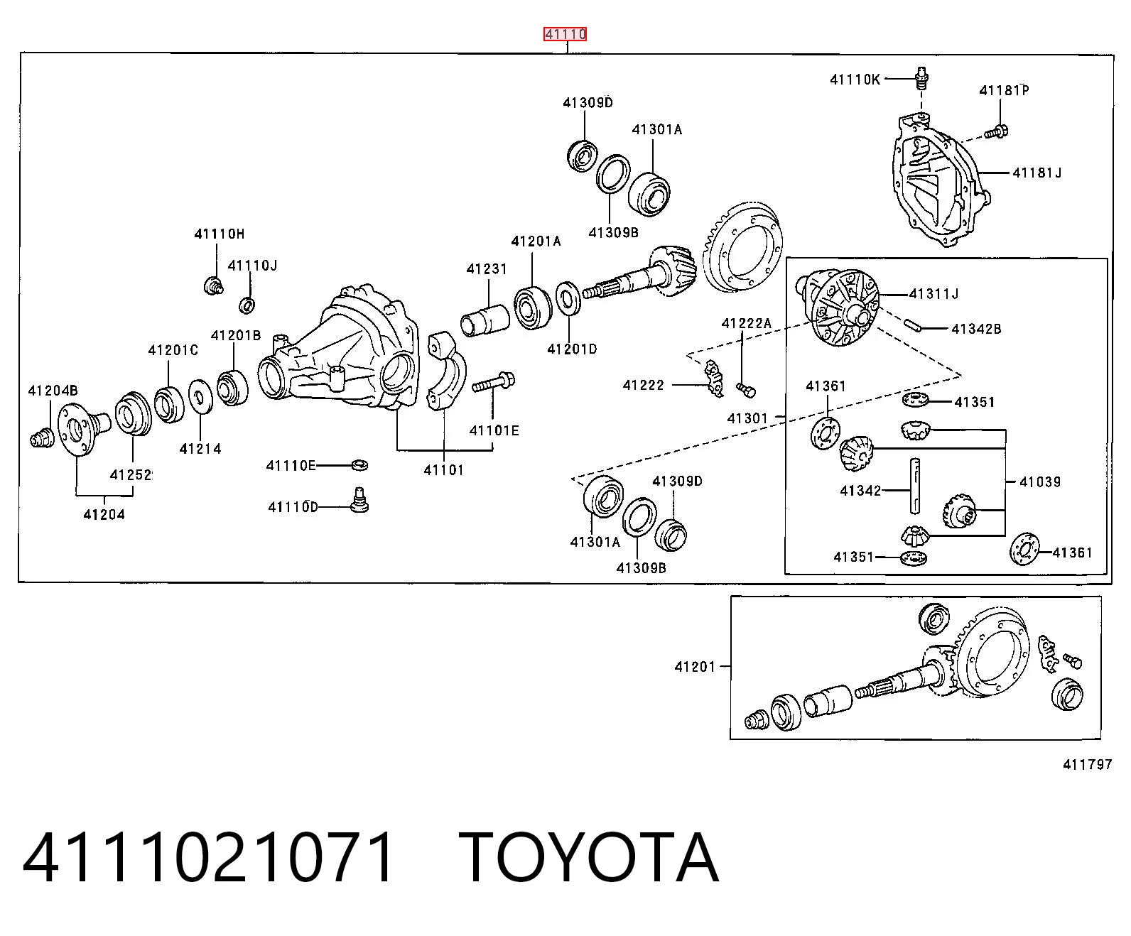 4111021071 Toyota Міст середній в зборі
