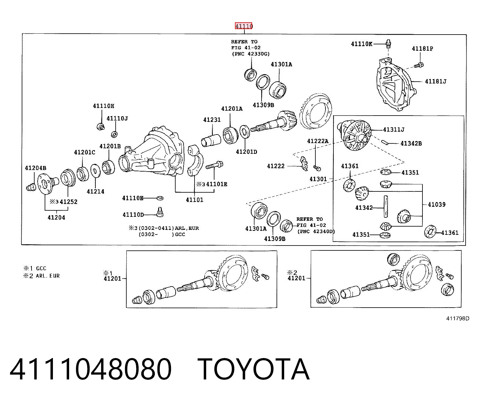 4111048080 Toyota Диференціал задній