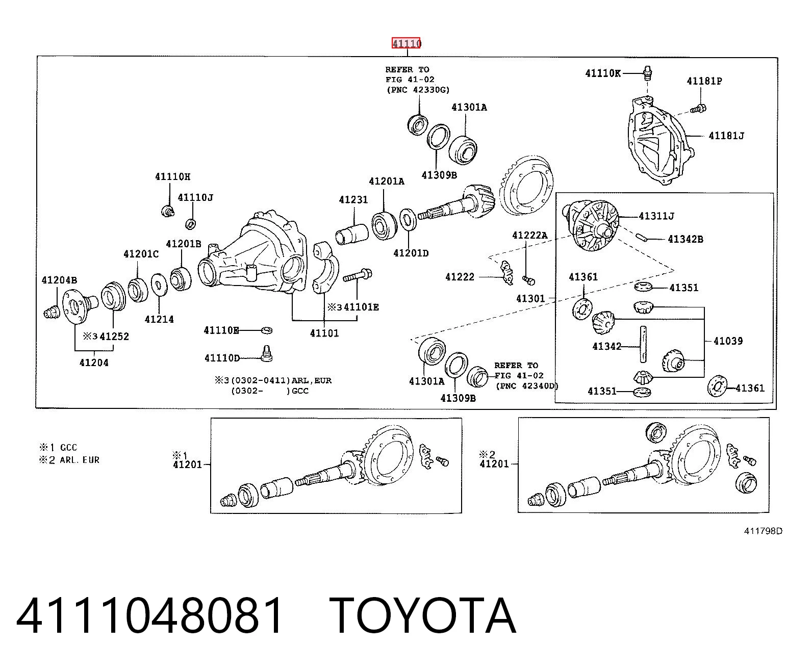 4111048081 Toyota Задній редуктор