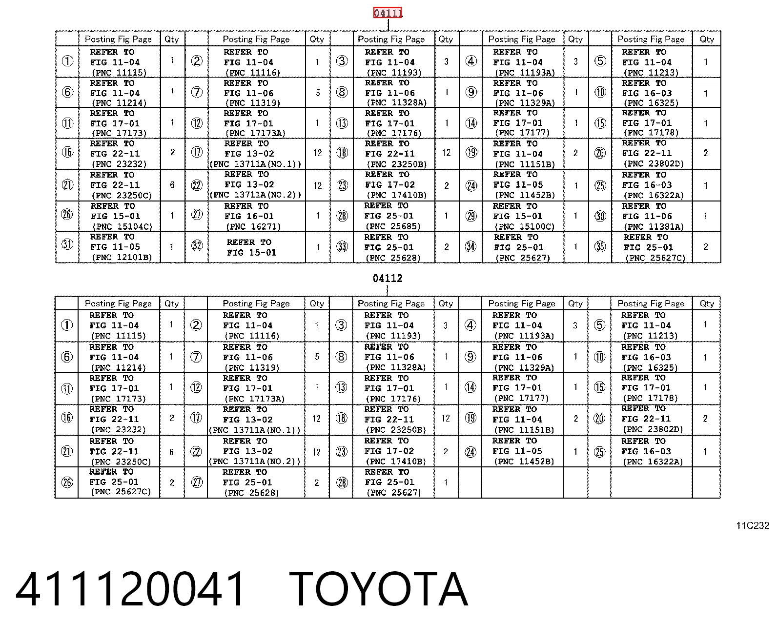 411120041 Toyota Набір прокладок двигуна