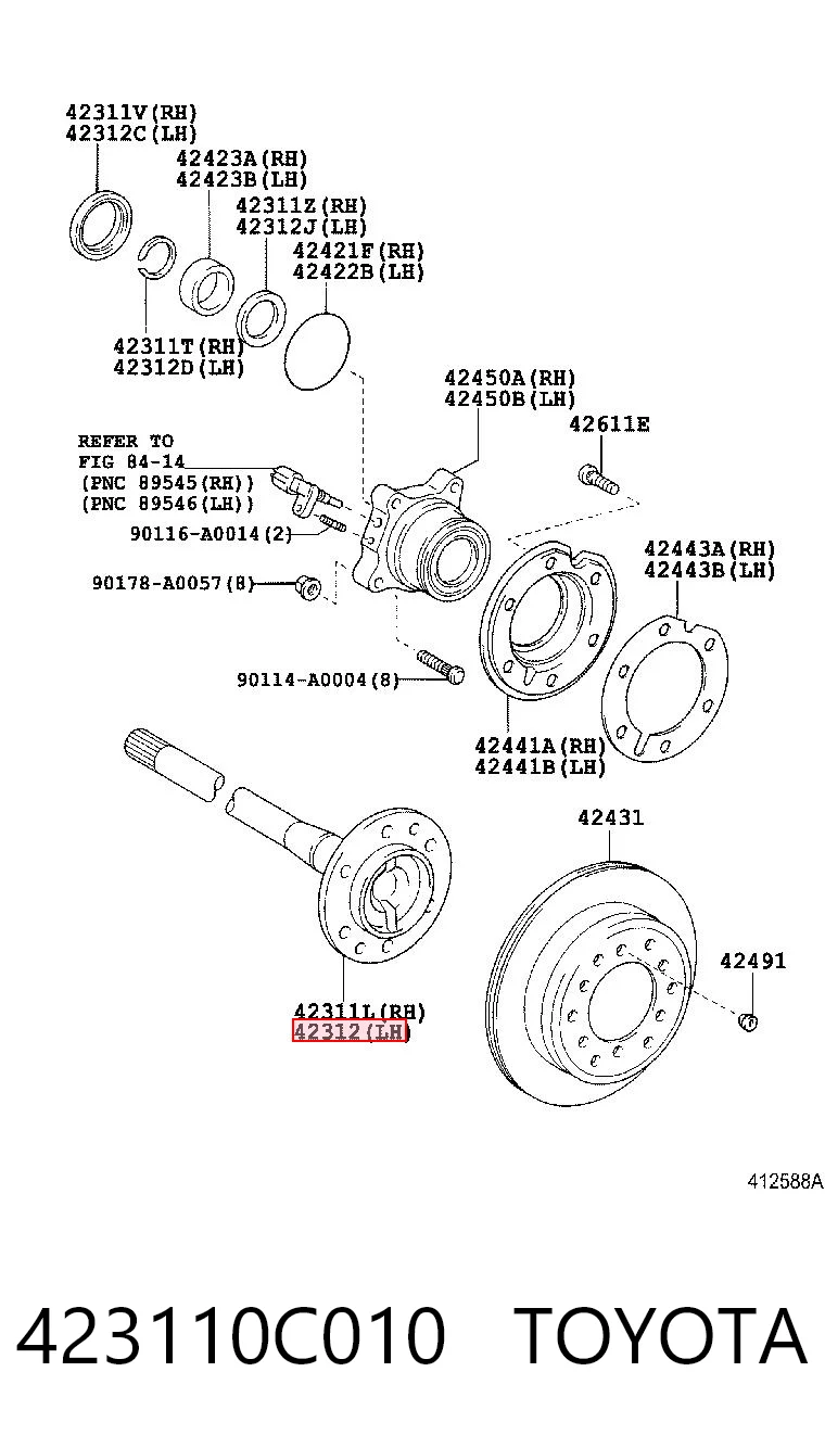 423110C010 Toyota Піввісь задня, ліва