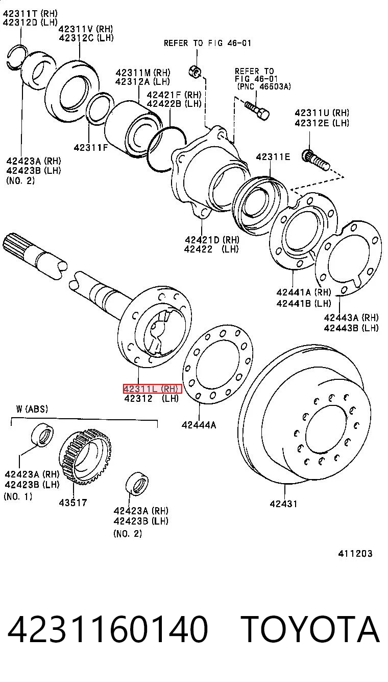 4231160140 Toyota Привід задній