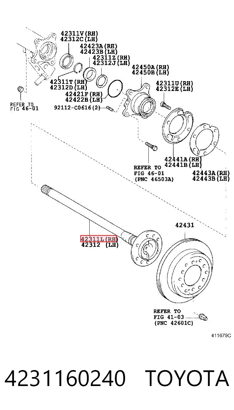 4231160240 Toyota Привід задній