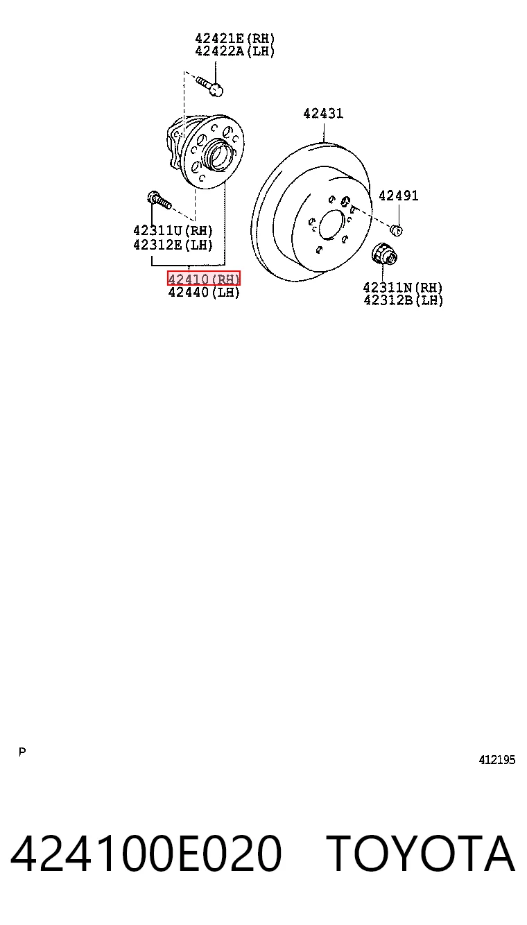 424100E020 Toyota Маточина задня