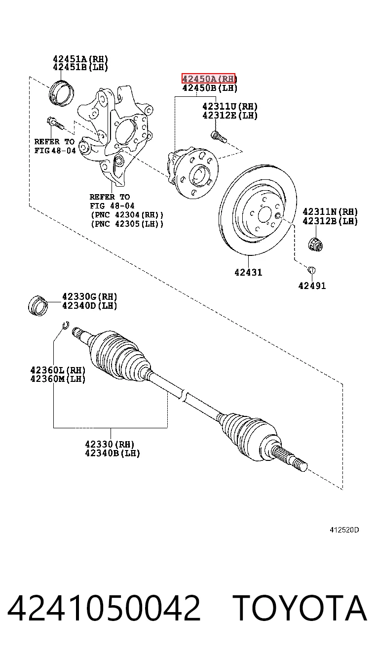 4241050042 Toyota Маточина задня