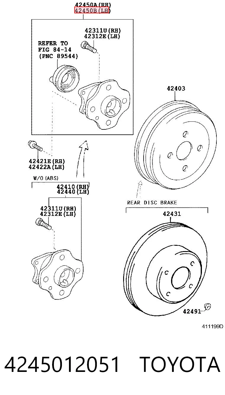 4245012051 Toyota Маточина задня