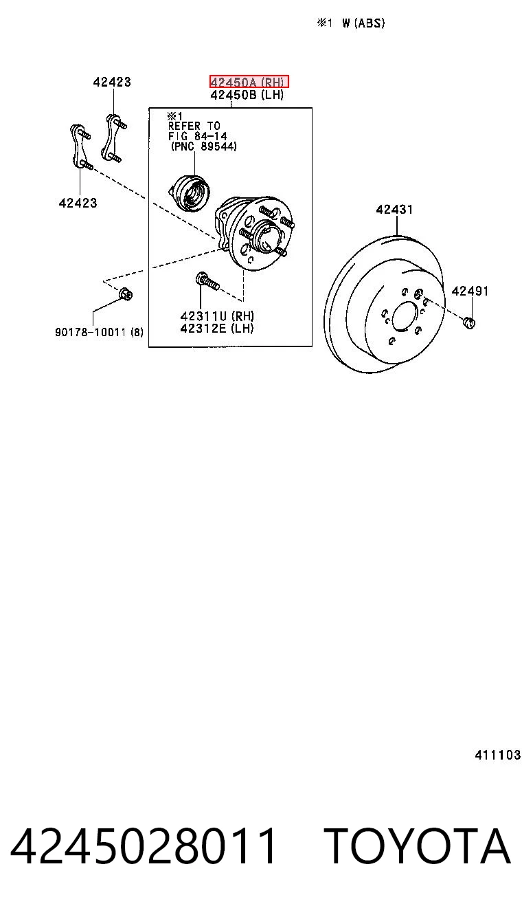 4245028011 Toyota Маточина задня