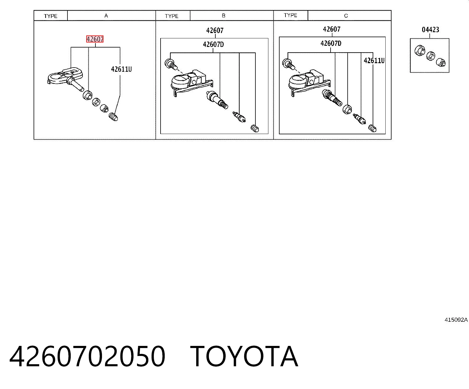 4260702050 Toyota Датчик шин