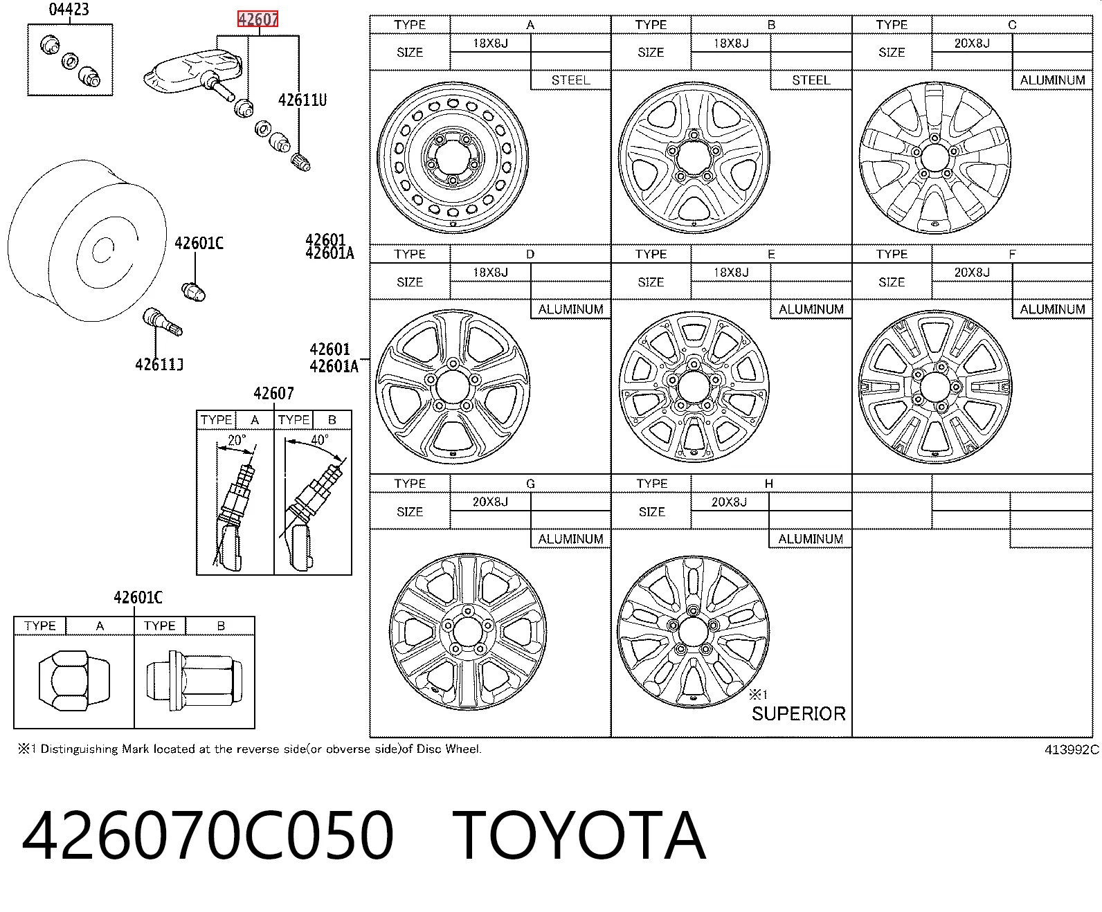 426070C050 Toyota Датчик шин