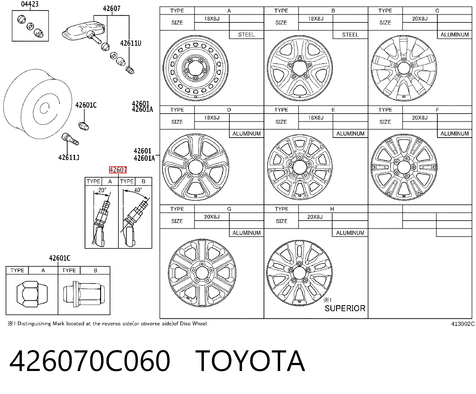 426070C060 Toyota Датчик шин