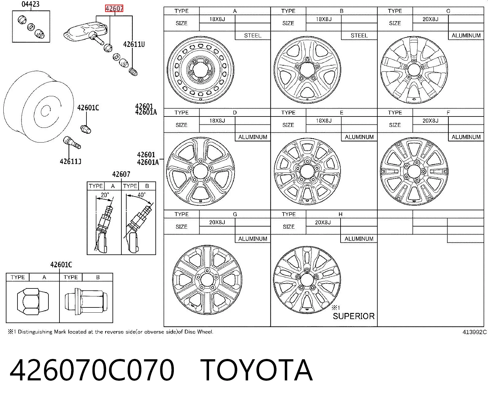 426070C070 Toyota Датчик шин