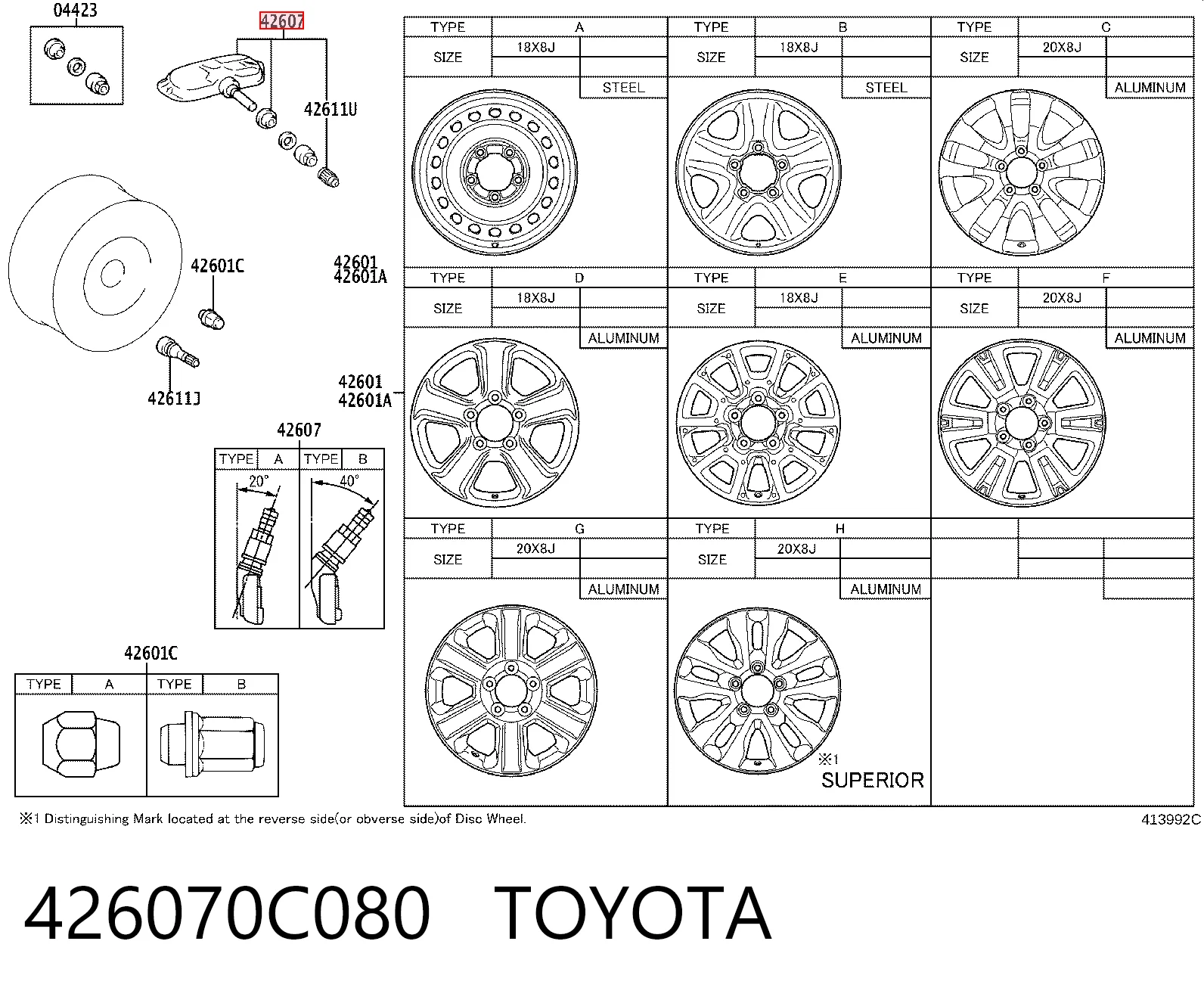 426070C080 Toyota Датчик шин