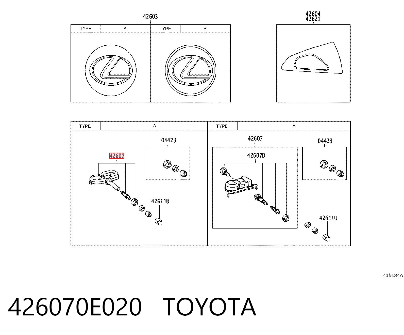 426070E020 Toyota Датчик шин