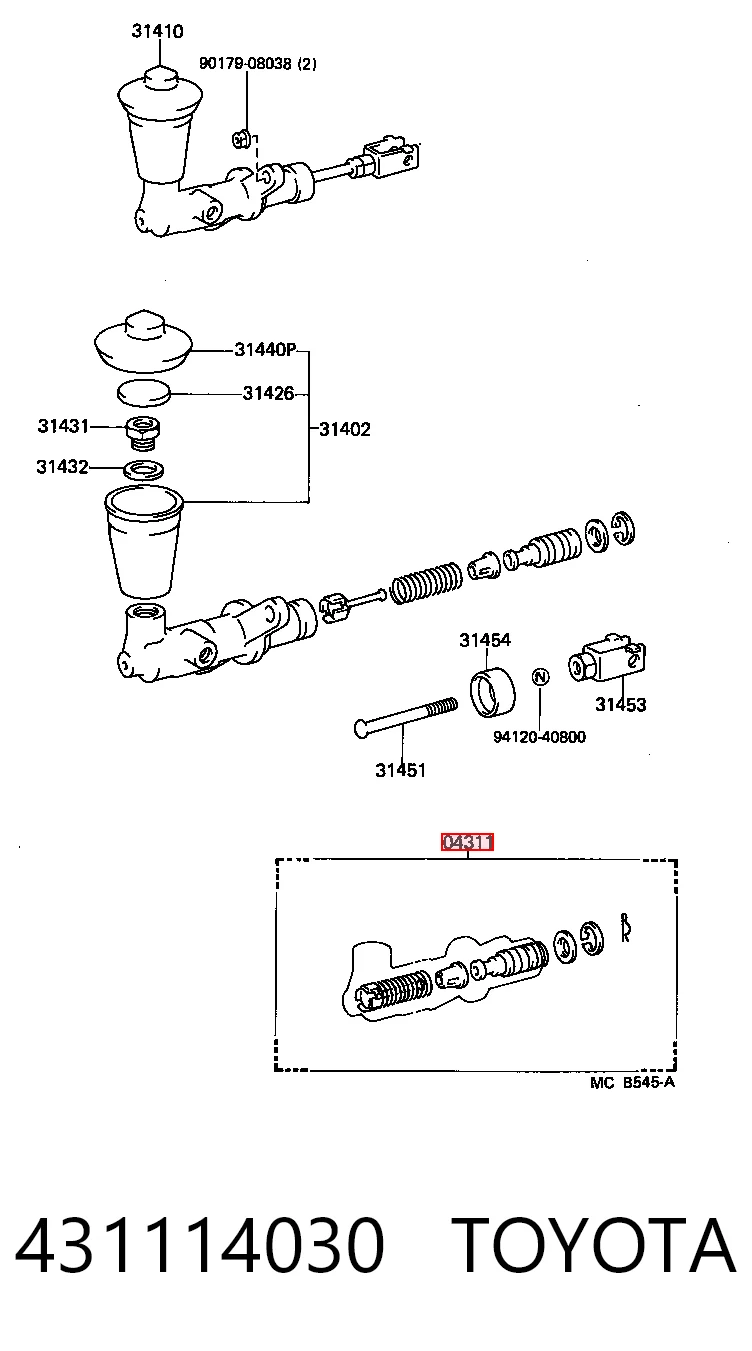 Ремкомплект головного циліндру зчеплення Toyota Hilux пікап (N) (1983 - 2005) ціна, від 29.48 USD