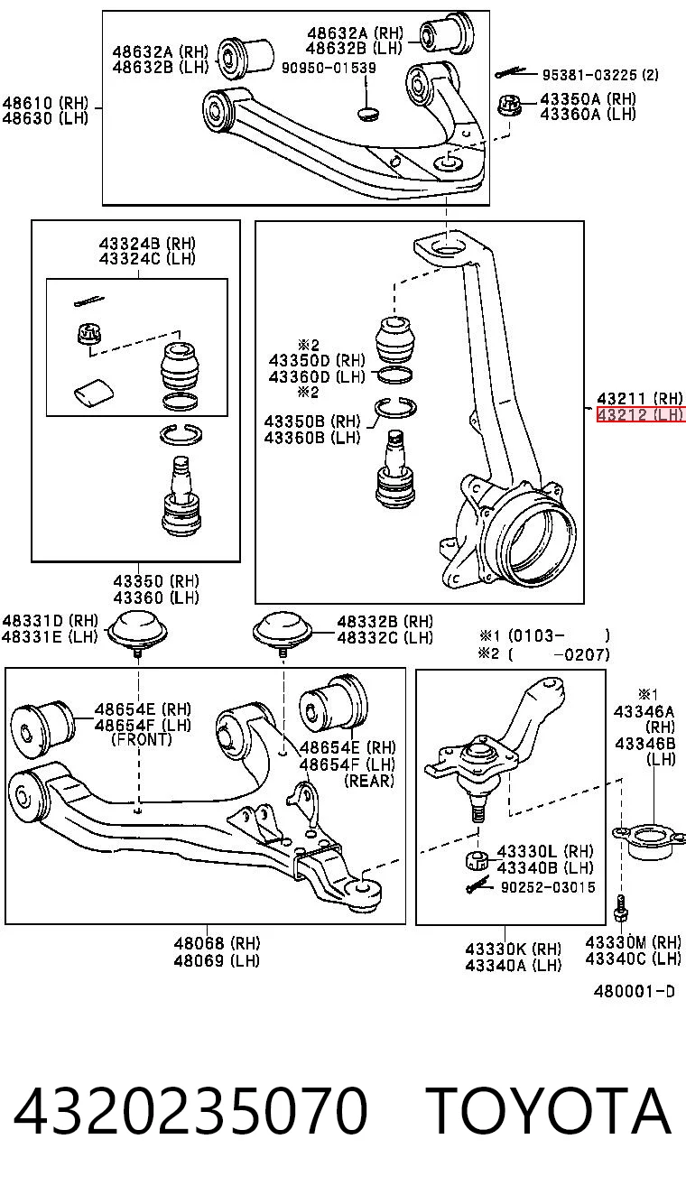 4320235070 Toyota Цапфа поворотна ліва