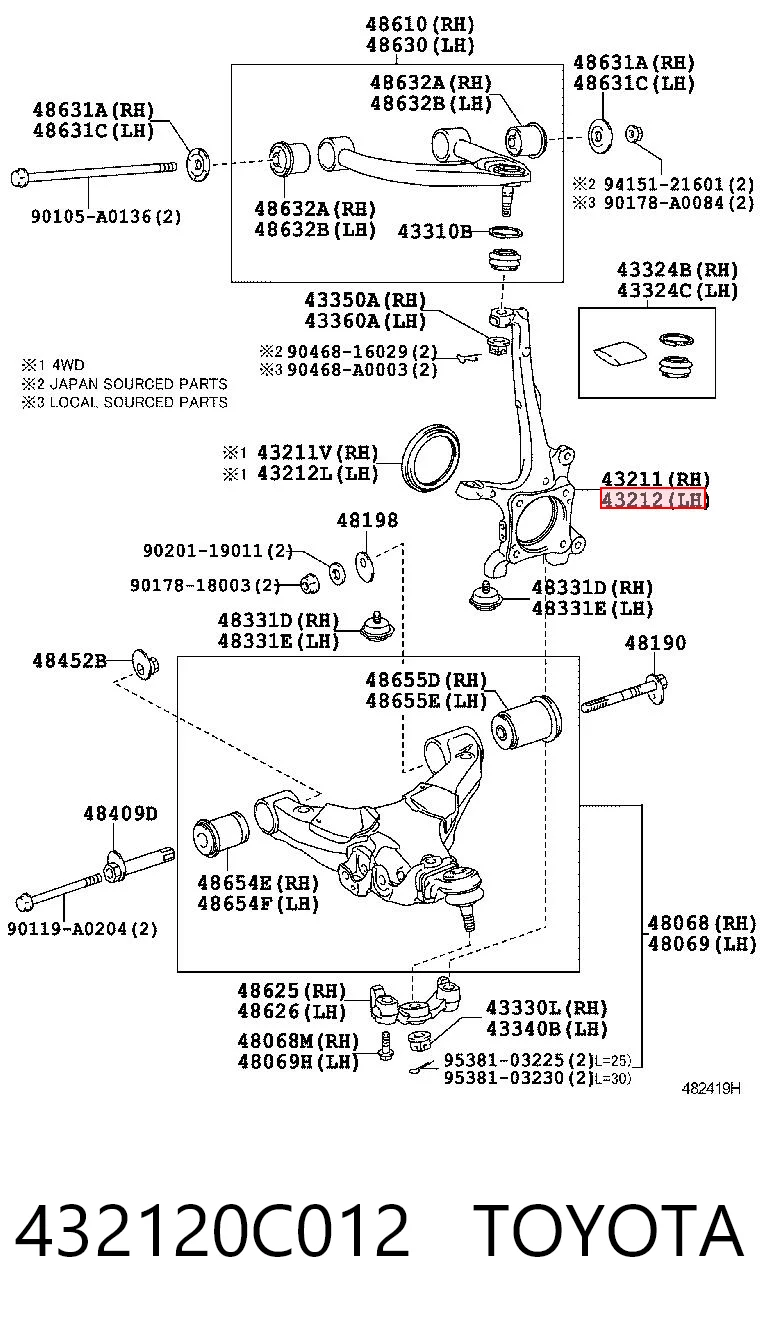 432120C012 Toyota Цапфа передня ліва