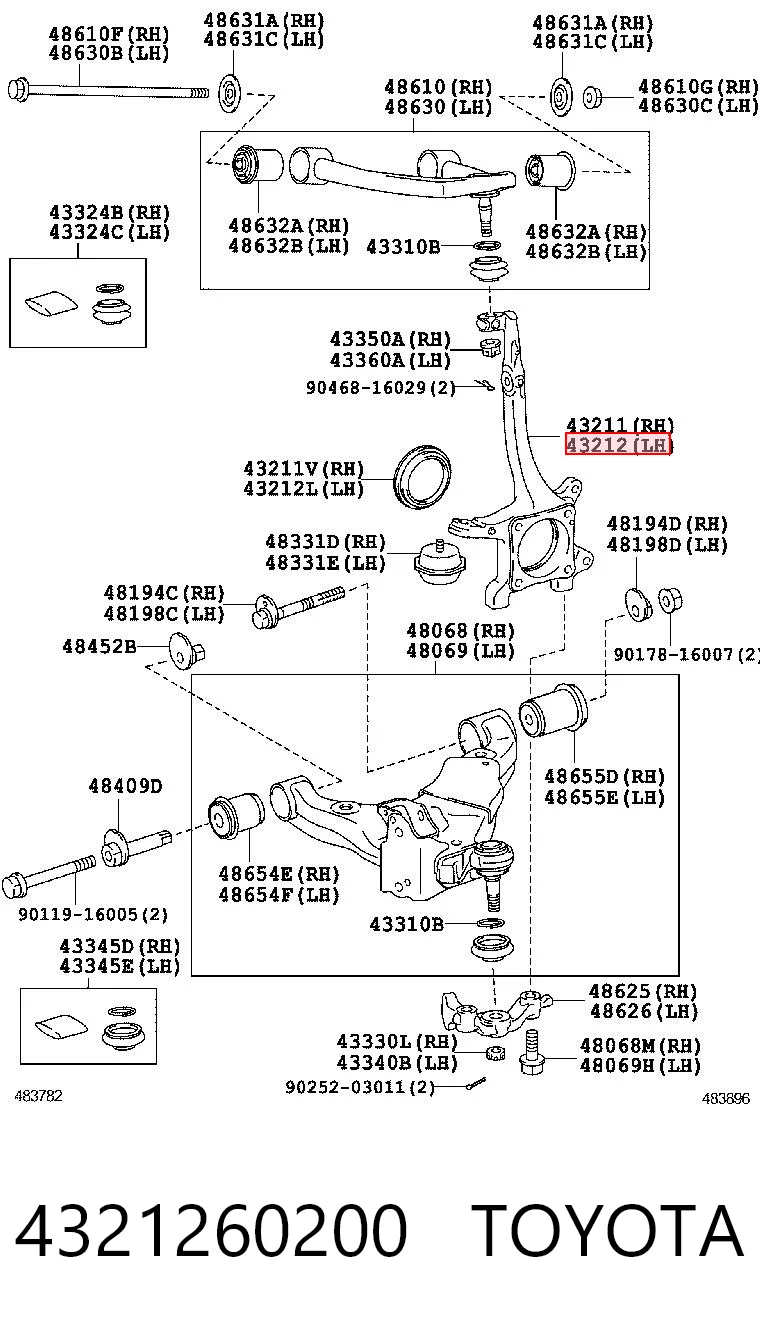 4321260200 Toyota Цапфа передня ліва