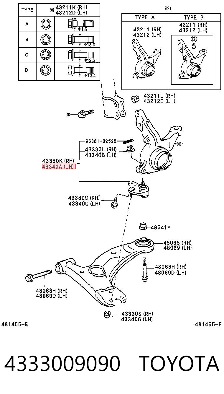 4333009090 Toyota Кульові на авто