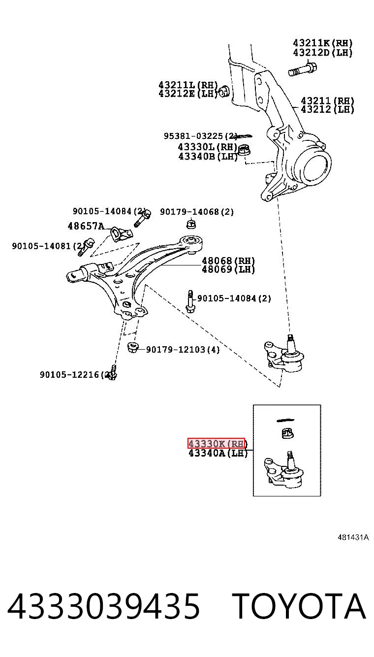 4333039435 Toyota Кульові на авто