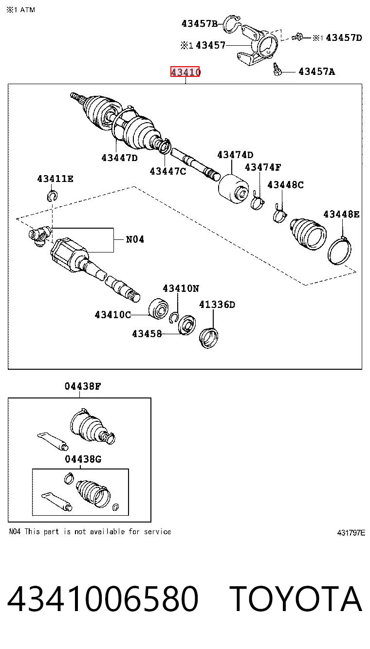 4341006580 Toyota Привід передній правий