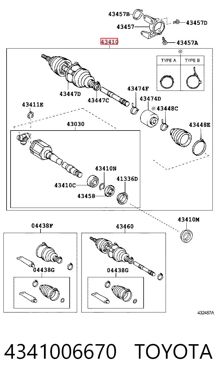 4341006670 Toyota Привід передній правий