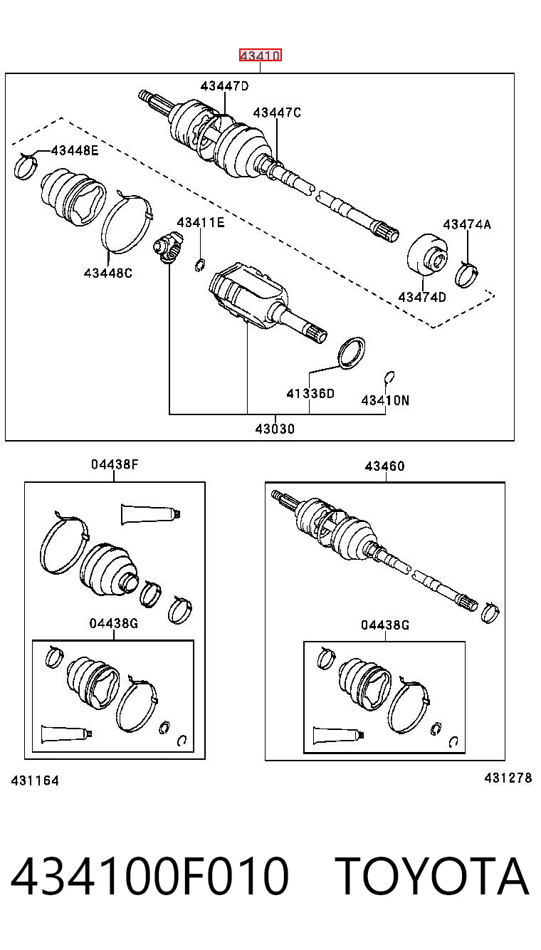 434100F010 Toyota Привід передній правий