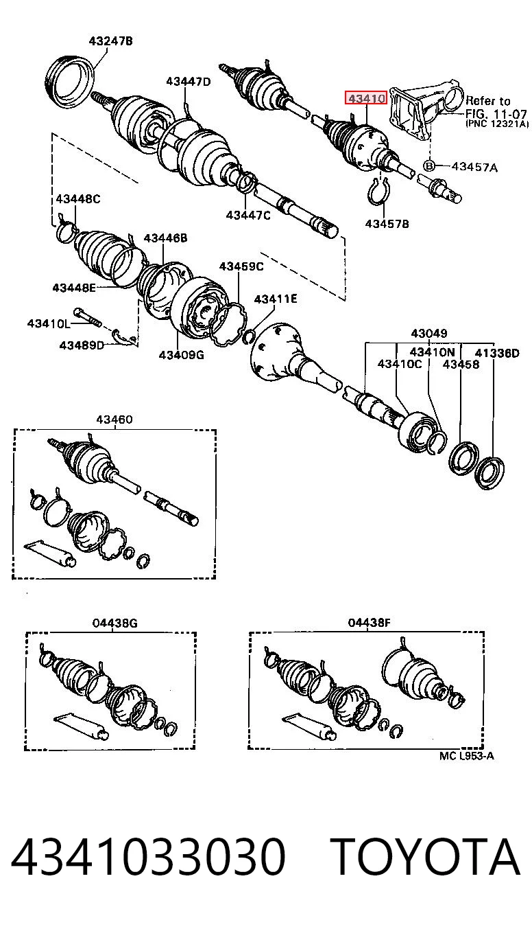 4341033030 Toyota Привід передній правий