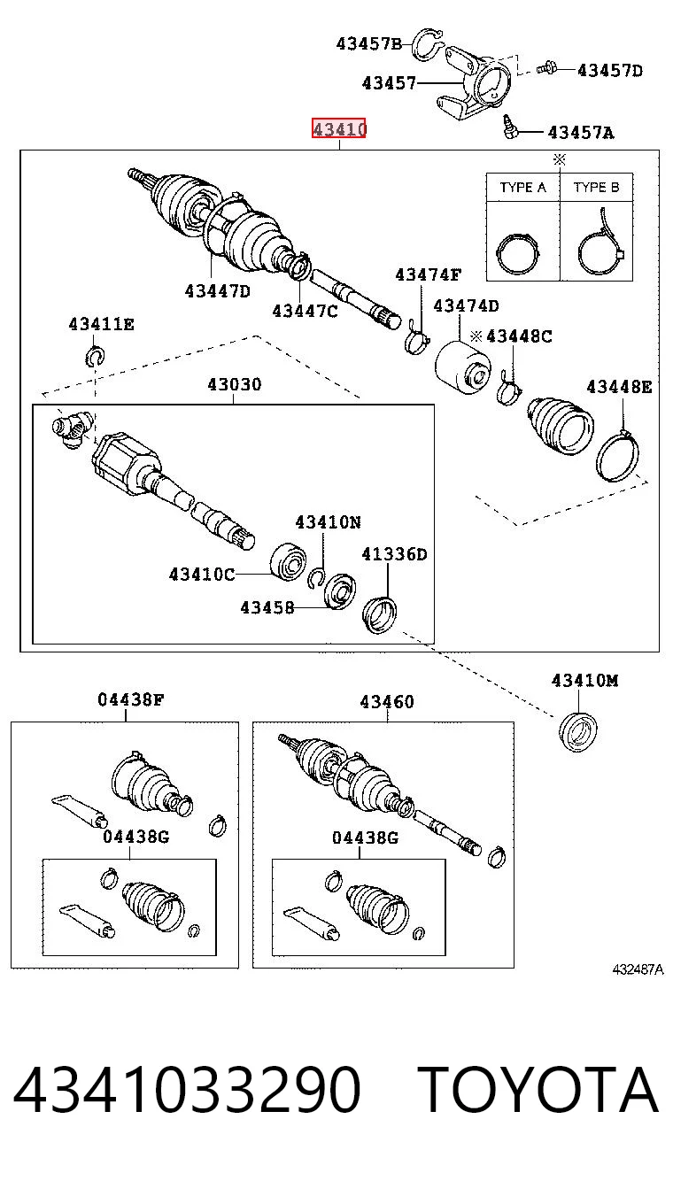 4341033290 Toyota Привід передній правий