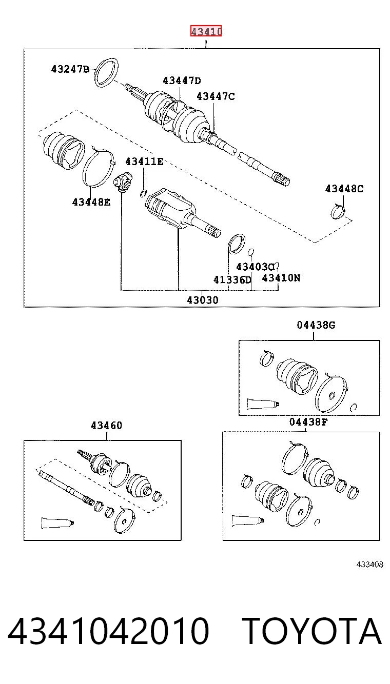 4341042010 Toyota Привід передній правий