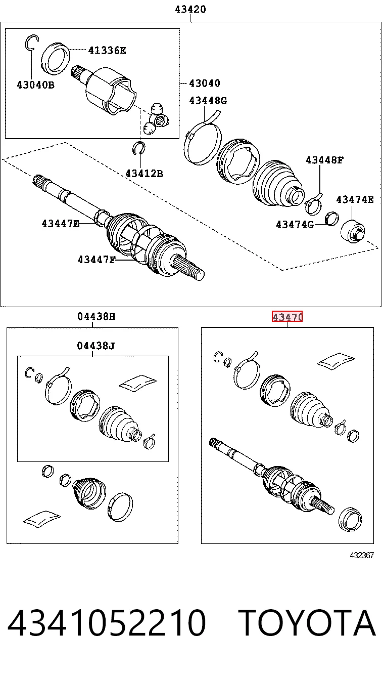 4341052210 Toyota Привід передній правий