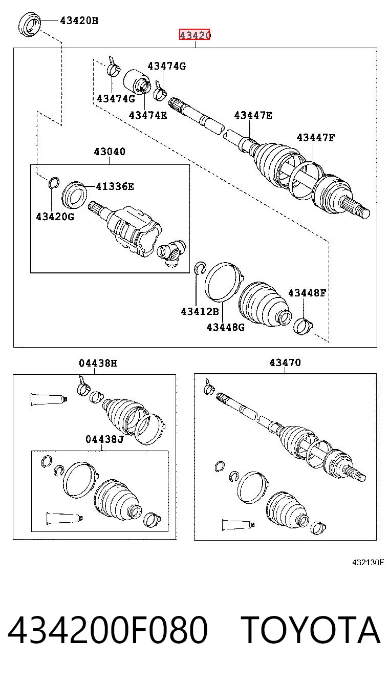 434200F080 Toyota Привід лівий
