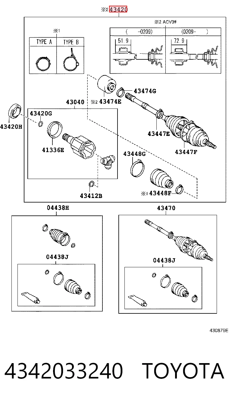 4342033240 Toyota Привід лівий