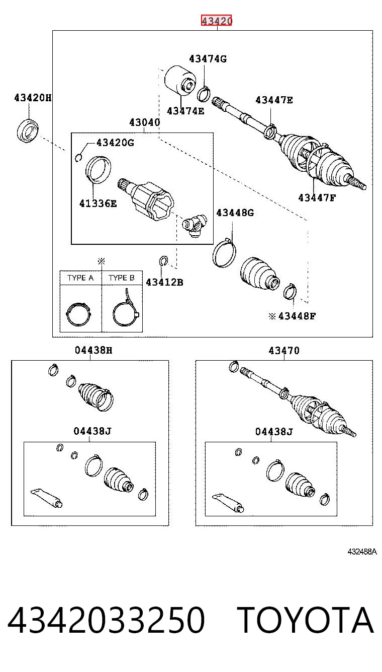 4342033250 Toyota Привід лівий
