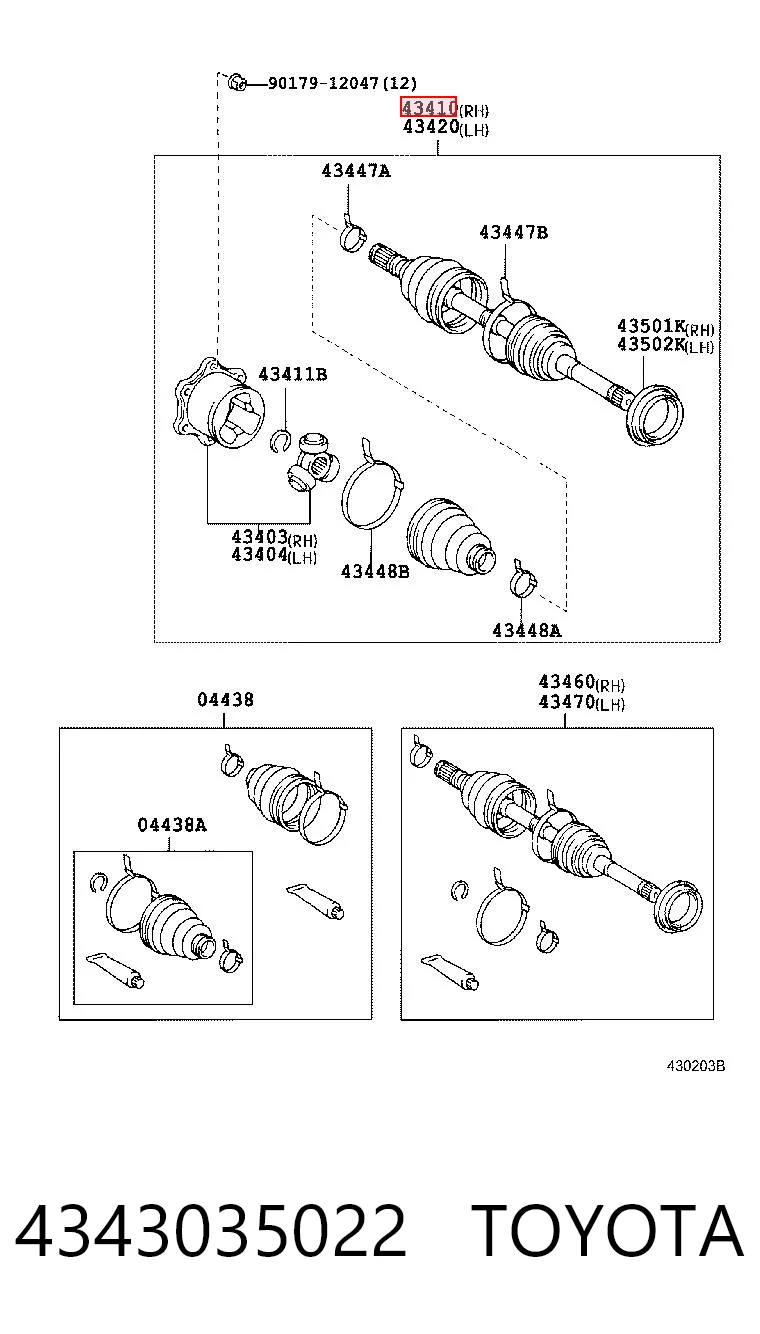 4343035022 Toyota Привід лівий