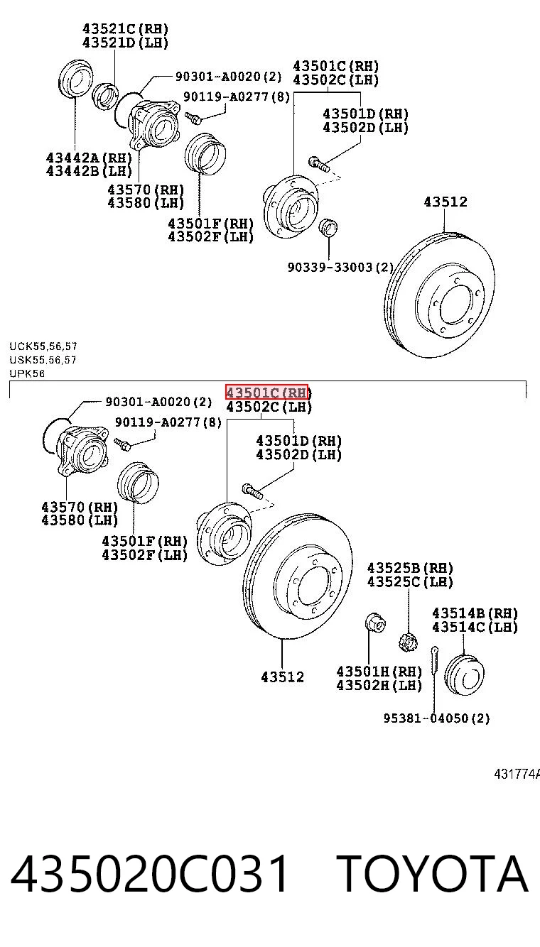 435020C031 Toyota Маточина (передня)