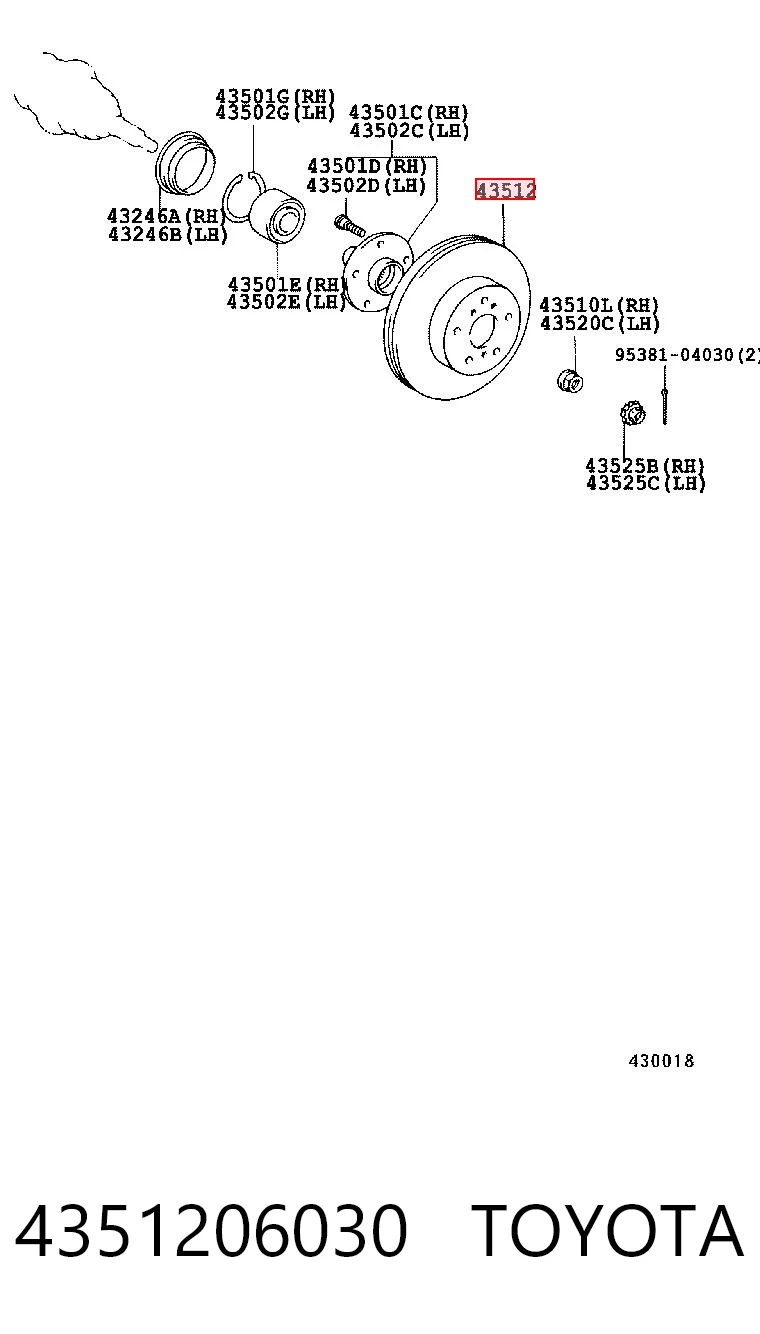 4351206030 Toyota Гальмо дискове переднє