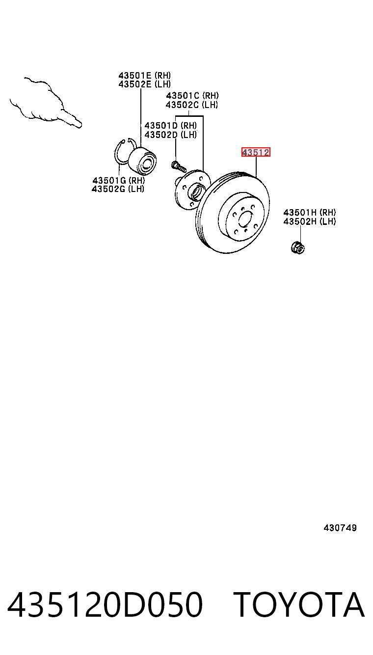 435120D050 Toyota Гальмо дискове переднє