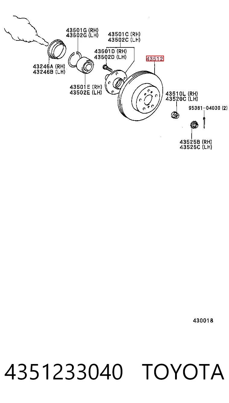 4351233040 Toyota Гальмо дискове переднє